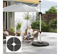 Outsunny 4pcs Cantilever Offset Patio Umbrella Base Stand Water and Sand Filled, Brown