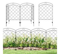 Outsunny 4Pcs Decorative Garden Fencing 43In X 11.4Ft Steel Border Edging In Black Black