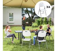 Outsunny 4Pcs Folding Chair With Steel Frame, Garden Chair Set, White White