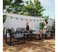 Outsunny 4Pcs Garden Furniture Set Outdoor Conservatory Dark Grey