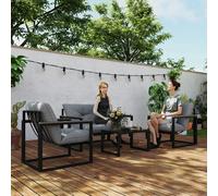 Outsunny 4pcs Garden Furniture Set Outdoor Conservatory Dark Grey - Dark Grey - Steel, Polyester - 114W x 70D x 67H cm