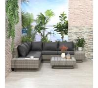 Outsunny 4Pcs Rattan Sofa Set Garden Furniture Set with Cushions Beige - Grey - Grey