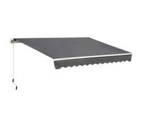 Outsunny 4x2.5m Manual Awning Window Door Sun Weather Shade w/ Handle Grey - 395cm x 250cm