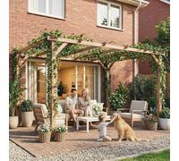 OUTSUNNY 4x3 m Garden Wooden Pergola Gazebo Grape Trellis, Maple Wood-effect in Natural | Size: 4m Outsunny Natural 4m