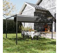 Outsunny 4x3(m) Metal Pergola Gazebo Patio Sunshelter Retractable Canopy Black