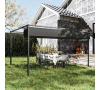 Outsunny 4x3(m) Metal Pergola Gazebo Patio Sunshelter Retractable Canopy Black, Black