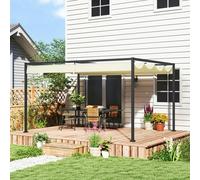 Outsunny 4x3m Metal Pergola Gazebo Patio Sunshelter Retractable Canopy Cream