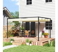 Outsunny 4x3m Metal Pergola Gazebo Patio Sunshelter Retractable Canopy Cream - Cream - Metal, Polyester - 400L x 300W x 222Hcm