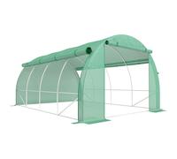 Outsunny 4x3x2m Polytunnel Greenhouse Walk-in Grow House Tent with Roll-up Sidewalls, Zipped Door, Green
