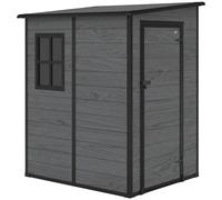 Outsunny 4'x5' Garden Storage Shed, Lean to Shed, Lockable Garden Shed with Window, Vent and Plastic Roof, Wood-Effect