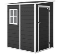 Outsunny 4'x5' Garden Storage Shed, Lean to Shed, Lockable Garden Shed with Window, Vent and Plastic Roof, Black