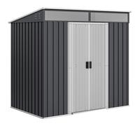 Outsunny 4x6 Metal Shed with Foundation, Lockable Sliding Doors, Garden Shed with 2 Vents for Bike and Tool, Grey Aosom UK