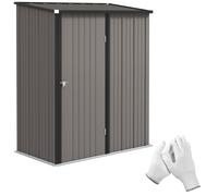 Outsunny 5.3 x 3.1ft Corrugated Steel Garden Shed - Light Grey