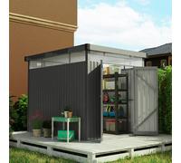 Outsunny 5.3 x 8.5ft Galvanised Steel Garden Shed with Roof Windows, Grey