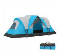 Outsunny 5-6 Man Camping Tent, Tunnel Tent, UV Protection 3000mm, Water Resistant Hiking Shelter with Groundsheet and Carry Bag, Light Blue