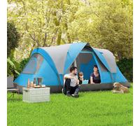 Outsunny 5-6 Man Camping Tent, Tunnel Tent, UV Protection 3000mm, Water Resistant Hiking Shelter with Groundsheet and Carry Bag, Light Blue