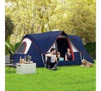 OUTSUNNY 5-6 Man Camping Tent, Water Resistant Hiking Shelter in Blue Outsunny Blue