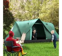 Outsunny 5-6 Man Dome Camping Tent Hiking Shelter UV Protection 3000mm Water Resistant Tunnel Tent - Dark Green