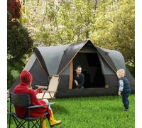 OUTSUNNY Outdoor Camping Tent For 5-6 Man with Fibreglass Poles Steel Frame Carry Bag in Light Grey Outsunny Light Grey