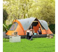 Outsunny 5-6 Man Camping Tent with Bag, Fibreglass and Steel Frame, Orange