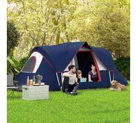 Outsunny 5-6 Man Camping Tent, Water Resistant Hiking Shelter - Blue, Blue