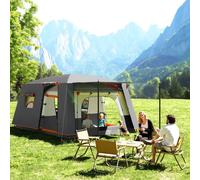 Outsunny 4-6 Man Camping Tent With 2 Bedroom, 3000Mm Waterproof, Grey In Dark Grey Dark Grey
