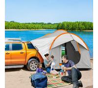 Outsunny Car Camping Tent with 3 Doors, 2000mm Waterproof, Grey and Orange, Orange