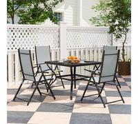 Outsunny 5 PCs Garden Dining Set, Folding Chairs and Metal Top Table, Grey - Grey - Galvanised Steel, Texteline - 94L x 94W x 71Hcm