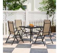 Outsunny 5 PCs Garden Dining Set - Folding Chairs And Metal Top Table - Khaki | TJ Hughes