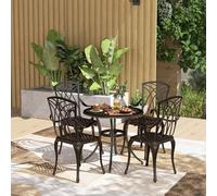 Outsunny 5 PCs Garden Dining Set, Garden Furniture Set, Bronze Tone, Brown