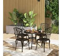Outsunny 5 PCs Garden Dining Set, Garden Furniture Set, Brown - Bronze Tone - Cast Aluminium - 85W x 85D x 73H cm