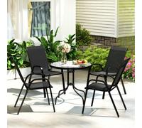 Outsunny 5 Pcs Garden Furniture Set, Round Table And Stackable Chairs, Black Black