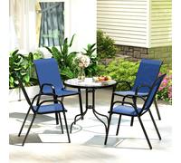 Outsunny 5 PCs Garden Furniture Set, Round Table and Stackable Chairs, Blue, Blue
