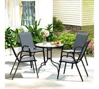 Outsunny 5 PCs Garden Furniture Set, Round Table and Stackable Chairs, Grey, Grey