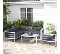 Outsunny 5 Pcs Garden Sofa Set W/ Cushions, Aluminium Furniture Sets, Grey