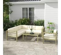 Outsunny 5 PCs Garden Sofa Set w/ Cushions, Aluminium Furniture Sets, Grey - Gold Tone