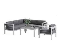Outsunny 5 Pcs Garden Sofa Set W/ Cushions, Aluminium Furniture Sets In Light Grey Light Grey