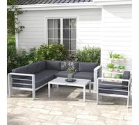 Outsunny 5pc Sofa Set w/ Cushions - Grey, Grey