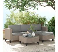 Outsunny 5pc Set w/ Corner Sofa, Table, Cushion - Brown, Brown