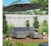 Outsunny 5 PCs Rattan Garden Furniture Set With Glass Coffee Table Dark Grey | TJ Hughes