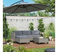 Outsunny 5 PCs Rattan Garden Furniture Set With Glass Coffee Table Dark Grey | TJ Hughes