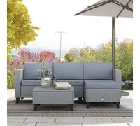 Outsunny 5 Pcs Rattan Garden Furniture Set With Glass Coffee Table, Grey