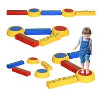Outsunny 5 PCS Stepping Stones Kids Balance Beam w/Non-Slip Surface and Bottom, Outdoor Indoor Sensory Toys, Obstacle Course for Toddlers