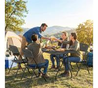 OUTSUNNY 5 Piece 6ft Foldable Table & Chairs, Portable Picnic Table Set in Black | Size: 180 cm x 70 cm Outsunny Black 180 cm x 70 cm