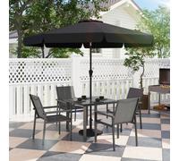 Outsunny 5 Pieces Outdoor Dining Table And 4 Armchairs, Garden Dining Set, Grey Grey