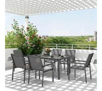 Outsunny 5 Piece Garden Dining Set, Outdoor Table and 4 Chairs, Grey - 7 Piece