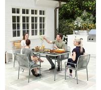 Outsunny 5 Piece Pe Rattan Garden Dining Set With Cushions, Light Grey Light Grey