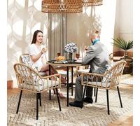 Outsunny 5 Piece Patio Rattan Dining Set, Wicker Garden Table And Chairs In Light Brown Light Brown
