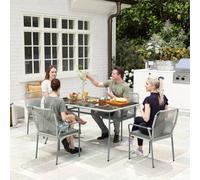 Outsunny 5 Piece Pe Rattan Garden Dining Set With Cushions, Light Grey Light Grey