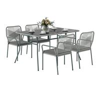Outsunny 5 Piece PE Rattan Garden Dining Set with Cushions, Light Grey, Grey